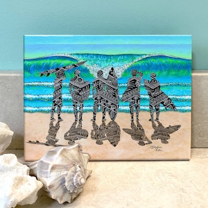 Surf Check, Ceramic Tile Wall Art, Surf Art, surfers, Surf Boards
