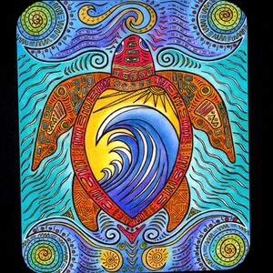 Waves of The Turtle Primitive Sea Turtle Art Mousepad for computers