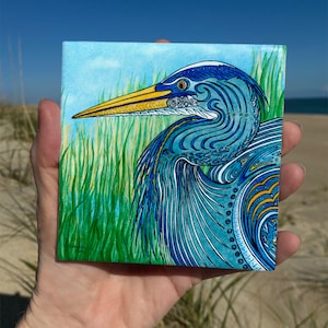 Great Blue Heron Ceramic Tile Wall Art
