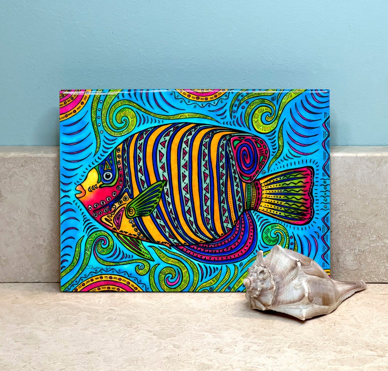 Angel Fish Ceramic Tile Wall Art image 1