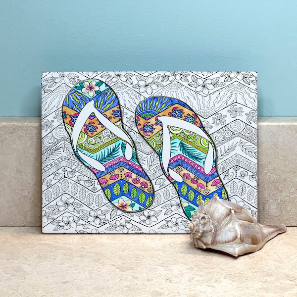 Tropical Flip Flops Ceramic Tile Wall Art