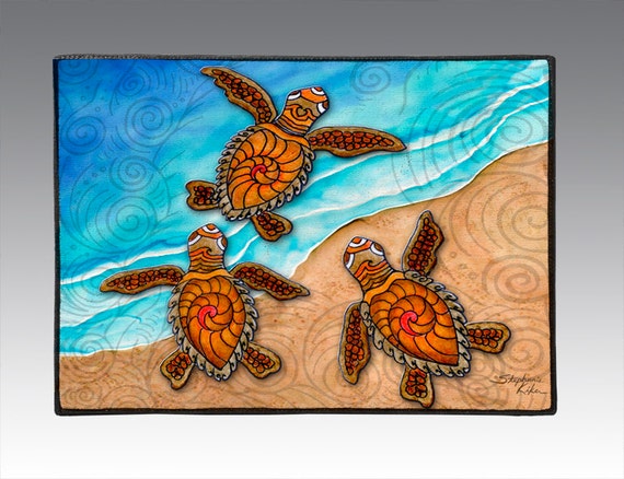 1of2 14K Yellow Gold Sea Turtle 2 d and Textured