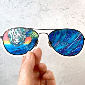 The Wave Sunglasses sticker, decal for cars, water bottles, skateboards, computers and more!