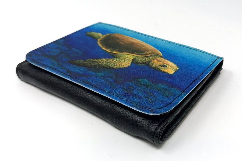 Turtle Artwork Purse Loggerhead Turtle Wallet small wallet Women/'s Wallet