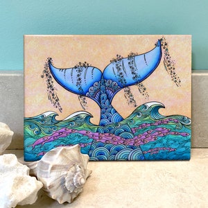 Tails of the Sea Ceramic Tile Wall Art, Ocean Art, Tile Art