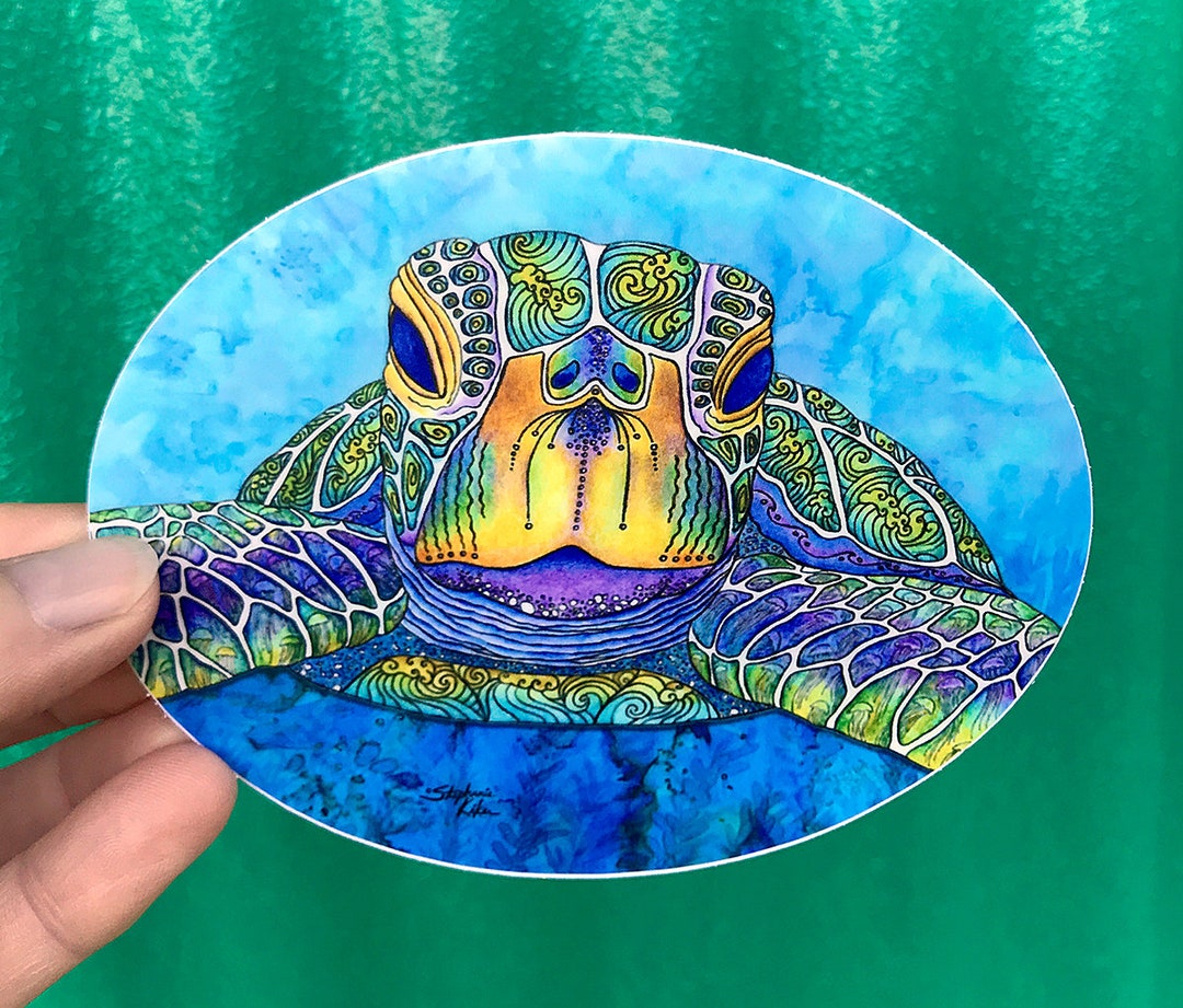 Face to Face Turtle Art Sticker, Decal, for Cars, Water Bottles ...