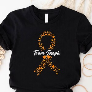 Custom Orange Ribbon T-shirt, Leukemia Cancer Shirt, Kidney Cancer Awareness Shirt, Cancer Support Tee,Multiple Sclerosis MS Awareness Shirt