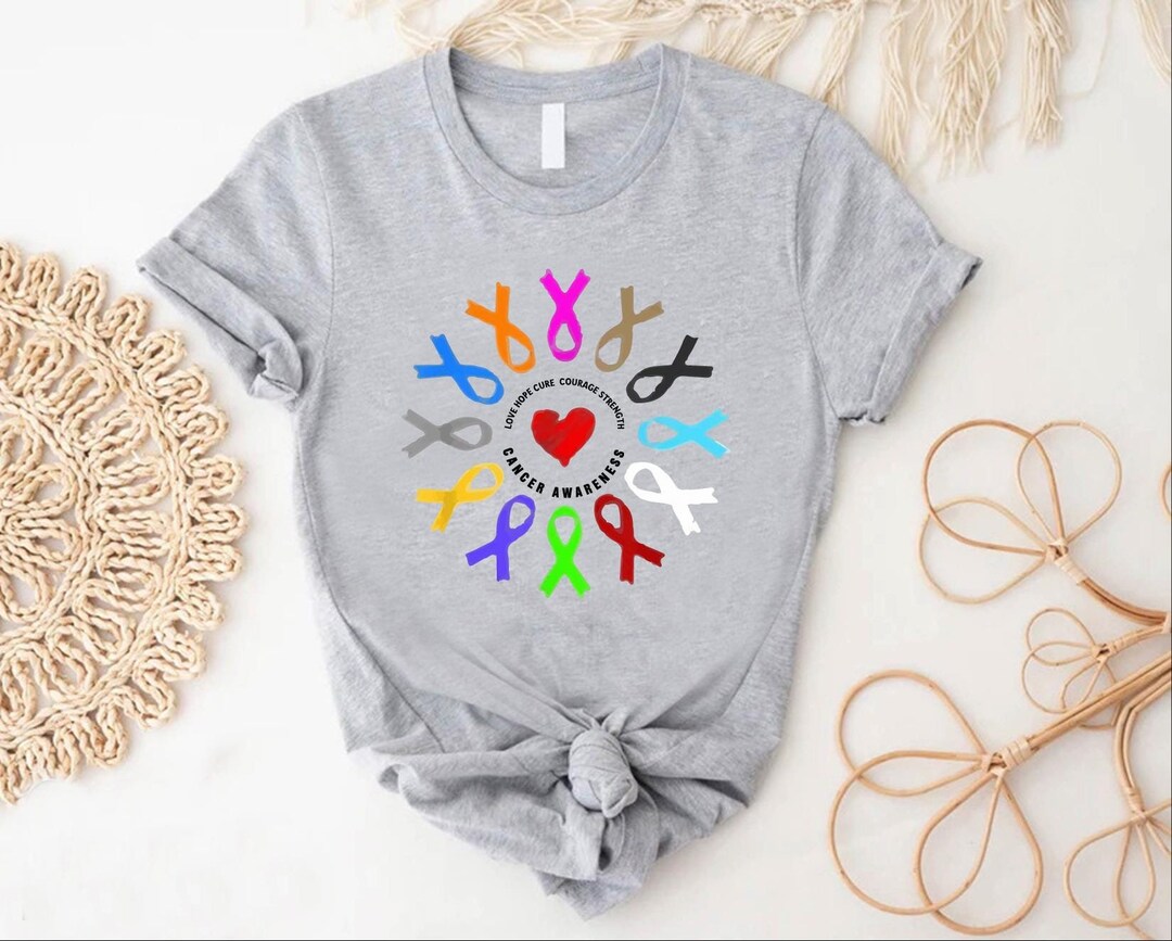 All Cancer Ribbons in A Circle T-shirt,cancer Awareness Gift,fight ...