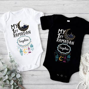 Custom My First Ramadan Baby Bodysuit, Personalized Ramadan Baby Shirt, Muslim Baby Outfit,Happy Ramadan Gift for Kids,Newborn Ramadan Shirt