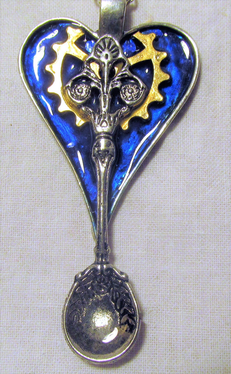 Artisan Heart Necklace Silver Spoon On a Chain Pendant Etsy