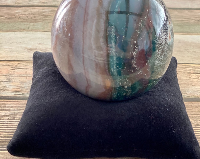 Black Velvet Singing Bowl Crystal Display Pillow