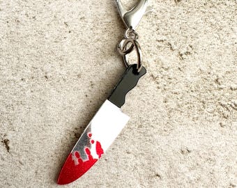 Horror Lover Bloody Knife Zipper Pull | Bag Charm | Keychain
