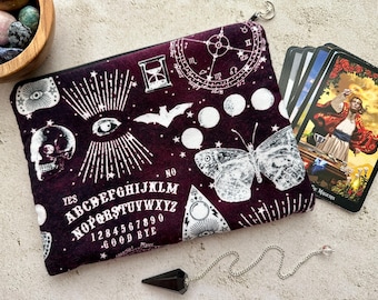 Gotycka czarownicza torba na karty tarota Ouija z zamkiem błyskawicznym
