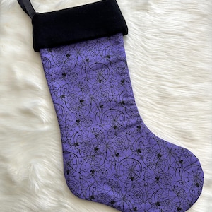 Gothic Horror Purple Cobweb Christmas Stocking - Large