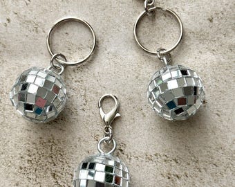 Retro Disco Ball Zipper Pull Bag Charm Keychain