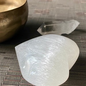 Selenite Large Puffy Heart