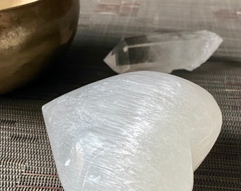 Selenite Large Puffy Heart