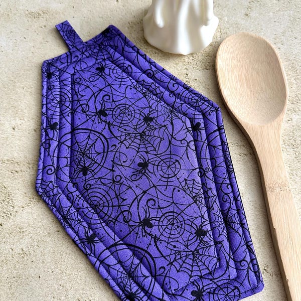 Spiderweb Coffin Pot Holder - Halloween Decor