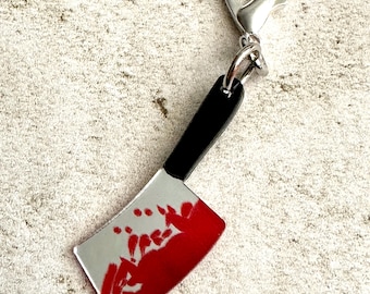 Horror Lover Bloody Cleaver Zipper Pull | Bag Charm | Keychain