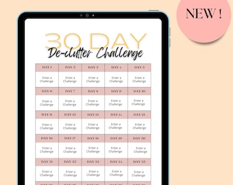 Planificador de limpieza imprimible del reto de 30 días para ordenar (descarga digital)