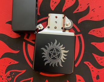 Supernatural Anti-Possession Engraved Lighter – Matte Black Refillable