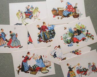 Bavarian Folk Images Cards, Vintage Country Fair Greeting Cards, Gerhard Hahn Illustrator, Caspari Notecards & Envelopes, German Images