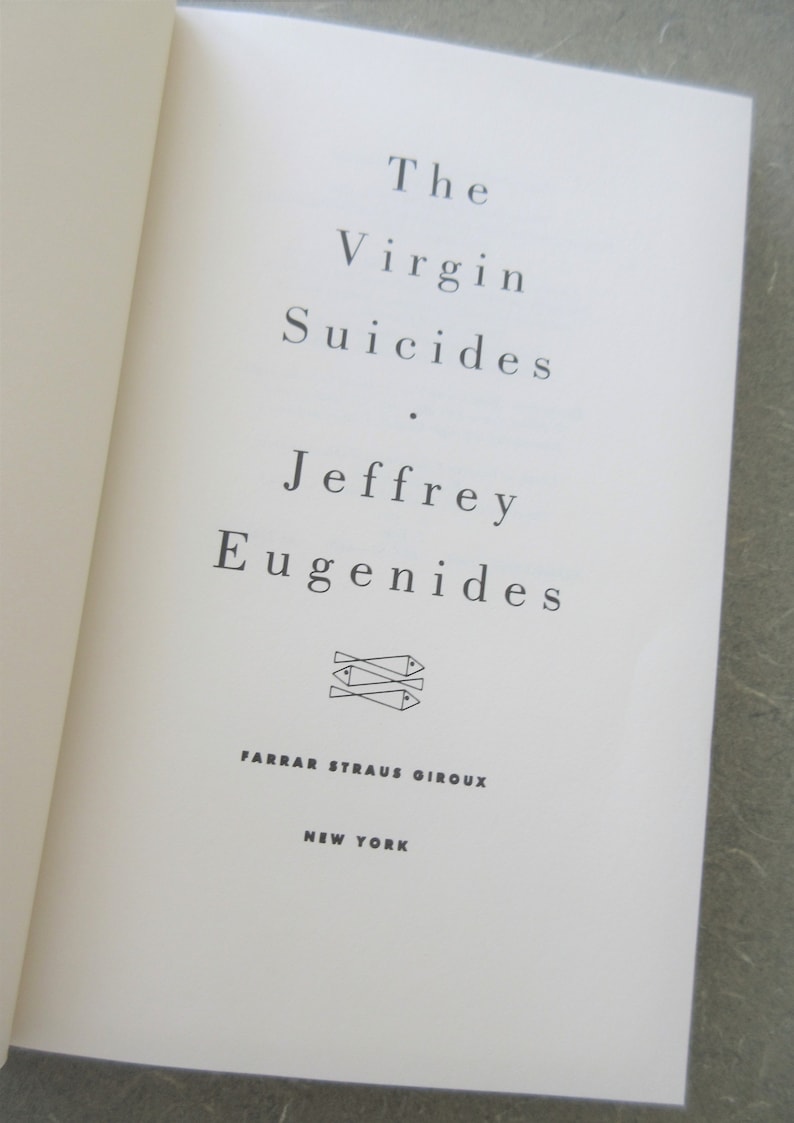 The Virgin Suicides Book Jeffrey Eugenides 1993 First Etsy