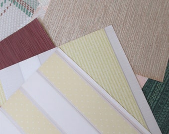 Vintage Wallpaper Squares, Patterned Paper, Striped Wallpaper Squares, 12 by 12 Inches, Textured Wallpaper Craft Supply, Junk Journal Supply