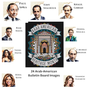 Watercolor Arab-American Poster | Arab-American Pride | Arab American Bulletin | Arab Cultural Figures | Biography Prints Watercolour