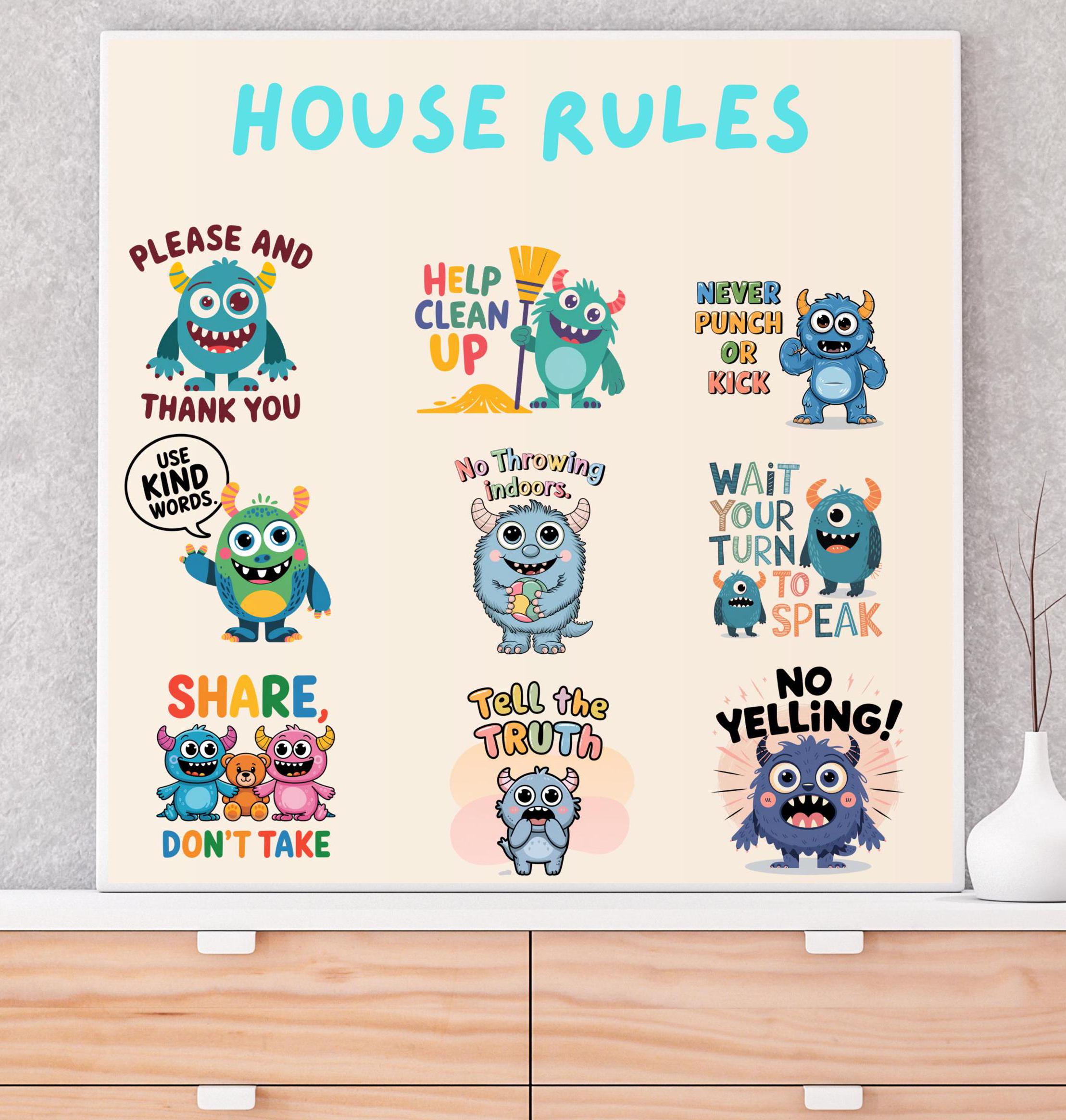 House Rules Poster Rules For Kids Kids Behavior Chores For Kids