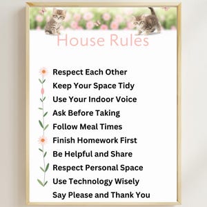 Cute Family Rules | Kids  House Rules |Family Rules | Kid behavior poster| Home Rules | Kindness Rules | Rules | Tidy Rules | Kids Wall Art