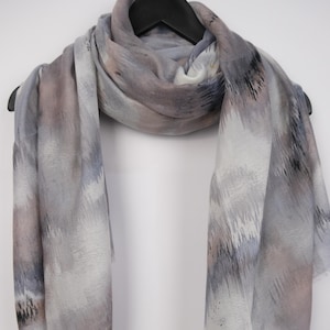 Women&#39;s Grey Scarf For Spring Summer Autumn, Elegant Wrap, Ladies Accessories, Cotton Scarf, Gift For Mother&#39;s Birthday or Christmas Gift