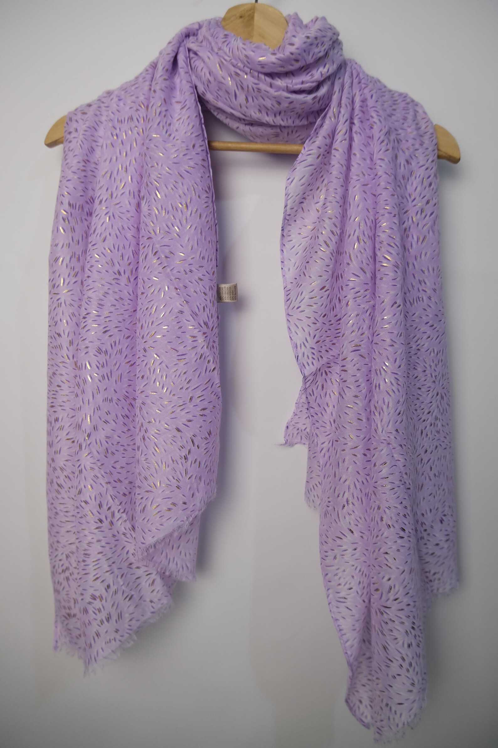Purple fashion accessories - Small Loose Leaves Print Scarf in Purple
