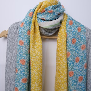 Patchwork Schal mit Quasten, Super weicher Baumwoll Schal, Damen Schal, Frühling Sommer Herbst Schal, Geburtstagsgeschenk für Sie