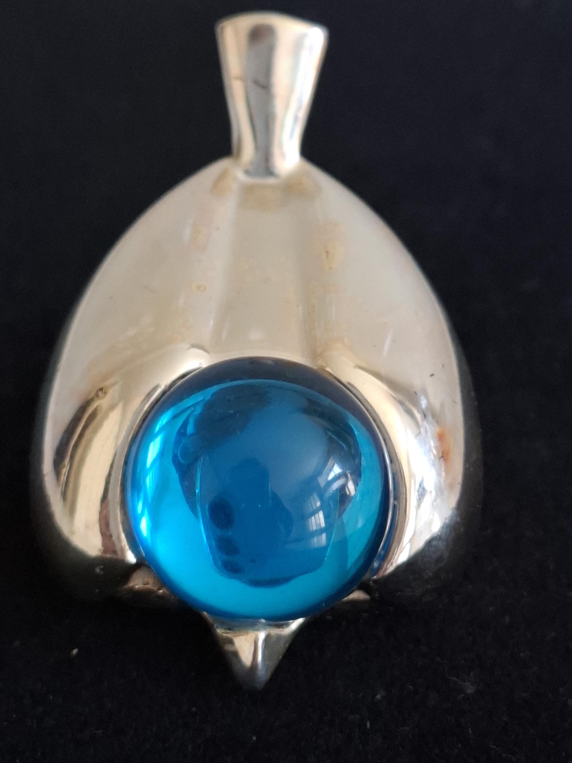 Designer CHRISTOFLE France SILVER PLATED Blue Glass Bird