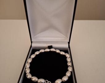 Sterling Silver Oval Bead Link Bracelet in Presentation Case