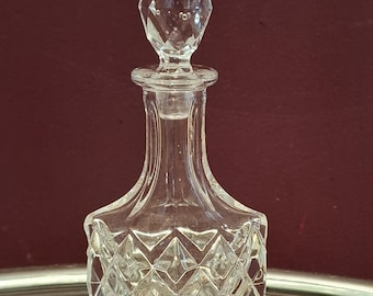Vintage Cut Glass Perfume Bottle with Stopper