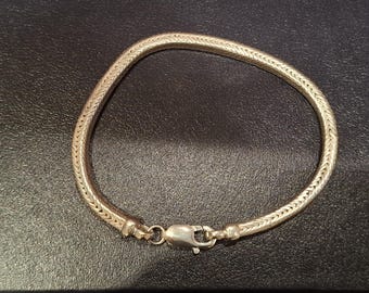 Vintage Indian Silver Snake Chain Bracelet , 4 MM Wide. Original Clasp Replaced to a More Secure Silver Lobster Clasp.