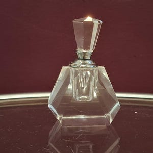 Vintage ART DECO Multi Faceted Crystal Perfume Bottle with Dauber - Minor Imperfections