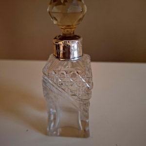 Antique Edwardian Cut Glass Hallmarked Sterling Silver Neck Perfume Bottle