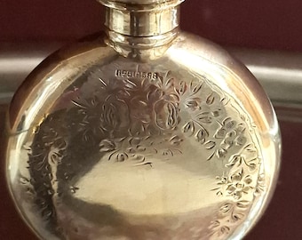 Antique Edwardian Hallmarked Sterling Silver Engraved Perfume Bottle, Birmingham Assay c1912