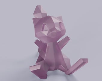 Low Poly Mew Figure