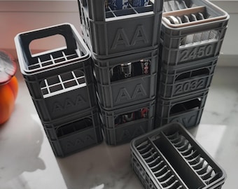 Mini Beer Crate 3D-Printed Battery Holder – Organize AA, AAA, 9V, C, D, & More