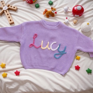 Custom Baby Name Sweater, Pink Baby Girls Sweater With Name, Personalized Hand Embroidered Name Baby Sweater, Best Birthday Gift For Baby
