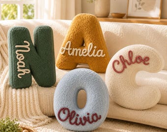 Personalized Letter Pillow, Custom Name Pillow, Handmade Alphabet Cushion, Nursery Decor, Home Decor Gift, Housewarming Gift