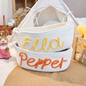 Custom Baby Shower Gift Basket,Personalized Name Baby Basket,Rope Cotton Basket Baby Shower gift,Baby Shower Gifts,Kids Gifts,Toys Basket