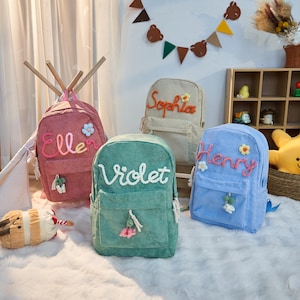 Sac à dos personnalisé pour tout-petit avec nom, sac à dos personnalisé en velours côtelé pour enfants, sac à dos personnalisé pour enfants, cartable pour enfants, cadeaux pour enfants