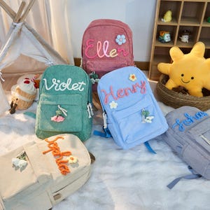 Sac à dos personnalisé pour enfant, sac à dos personnalisé pour tout-petit avec nom, sac à dos personnalisé en velours côtelé pour enfants, cartable pour enfants, cadeaux pour enfants