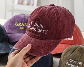 Custom Embroidered Vintage Baseball Cap, Personalized Dad Hat