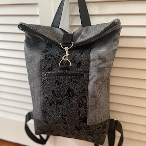 Handmade Roll-Top Backpack | Upcycled Wool and Cotton | Made in USA
